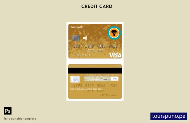 lista para imprimir plantilla de tarjeta visa de crédito dorada del First Nation